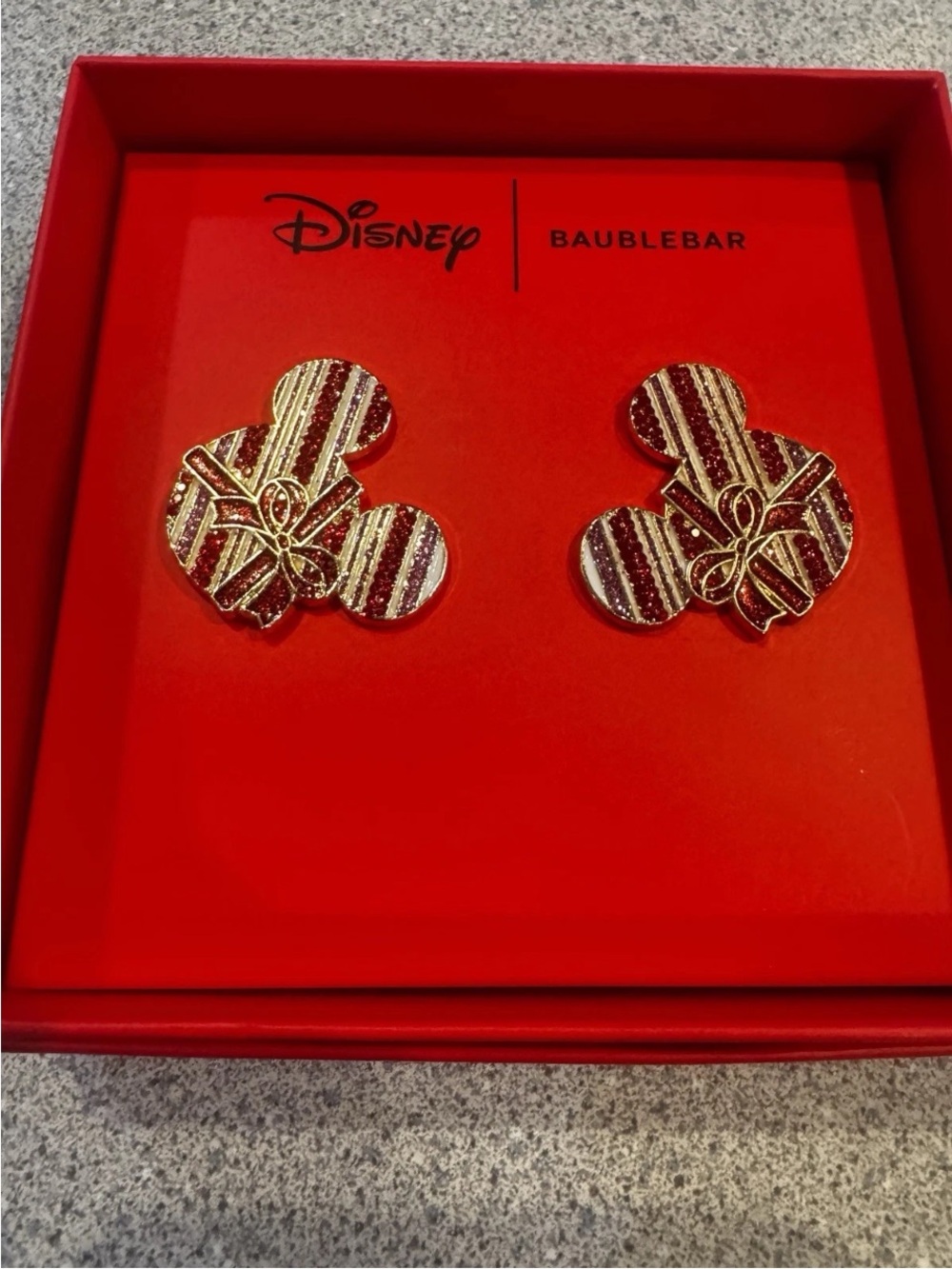 New Baublebar x Disney Mickey Mouse Ears Bow Christmas Holiday Earrings
